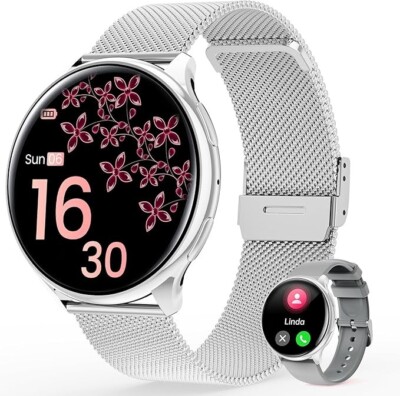 2024 Smartwatch Damen Mit Telefonfunktion, Runde 1,39'' Full Touch HD Screen Uhr