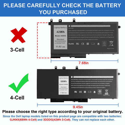 LOT GJKNX Battery For Dell Latitude 5480 5580 5490 5491 5590 5591 GD1JP 68Wh - Picture 2 of 12