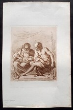 Bartolozzi guercino san pietro e paolo stampa antica 1818 acquaforte