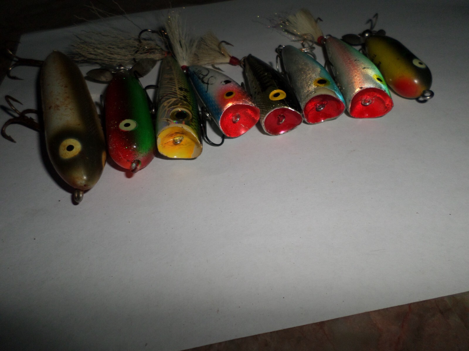 8 TOPWATER LURES, Rebel Pop r Zell Rowland & Heddon Torpedo & Zara Spook Used - Image 8