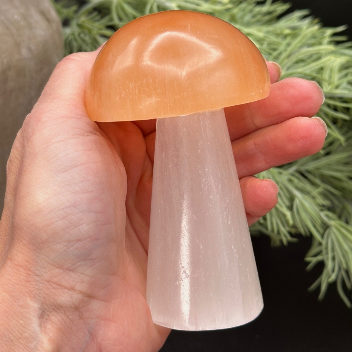 Selenite Crystal Mushroom Light Handcrafted Lamp Healing Glow 