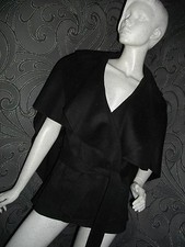 New + Tags Max Studio @ John Lewis Black Wool Mix Cape Jacket Siz 12 14 Rrp £299