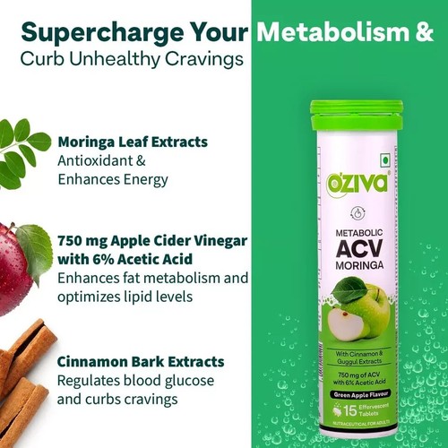 OZiva ACV Moringa | Heißhunger kontrollieren ohne Zuckerzusatz I 15 Brausetabletten - Bild 3 von 5