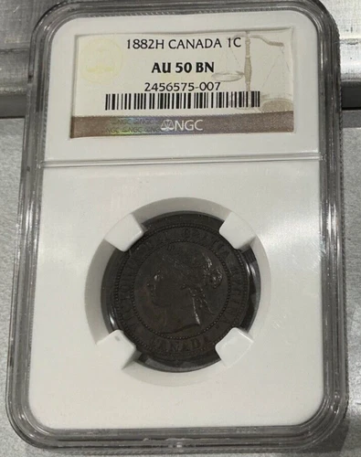 1882H CANADA 1 CENT QUEEN VICTORIA NGC AU 50 BN