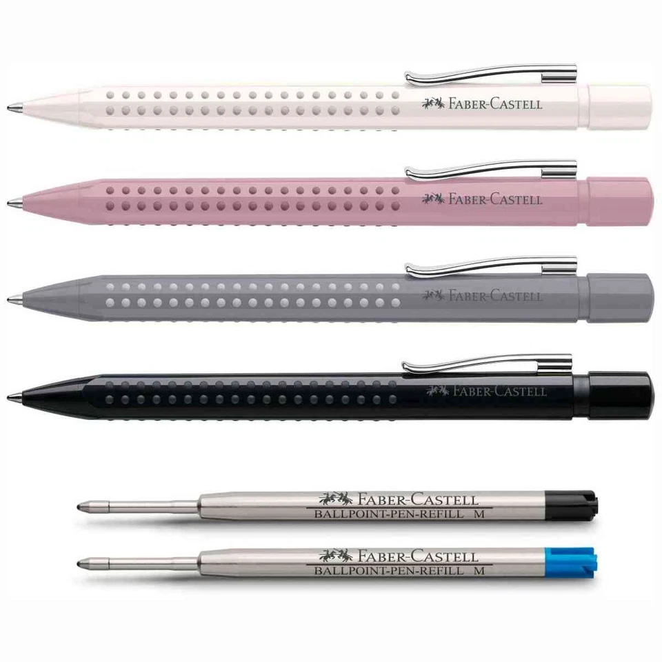 FABER CASTELL Kugelschreiber GRIP 2010 M weiß rosa schwarz oder Ersatzmine