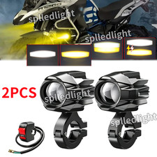 2X 3inch Motor Yellow +White Spotlights Motorcycle Lights With Hi&Low Beam+wire