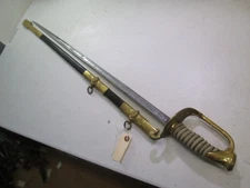 WWI OR EARLIER US NAVY OFFICERS SWORD & SCABBARD ETCHED BLADE NAMED #T52