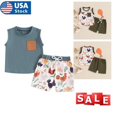 Infant Kids Baby Boys Summer Casual Outfits Short-sleeved Tank Top Shorts Set