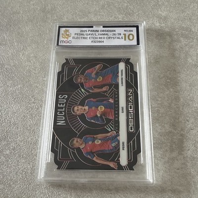 Panini 2024-25 Obsidian Nucleus #6 Pedri Gavi Lamine Yamal Red /28 MGC 10