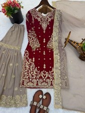 Salwar Kameez Indian Pakistani Wedding Party Wear Dress Bollywood Sharara Suit