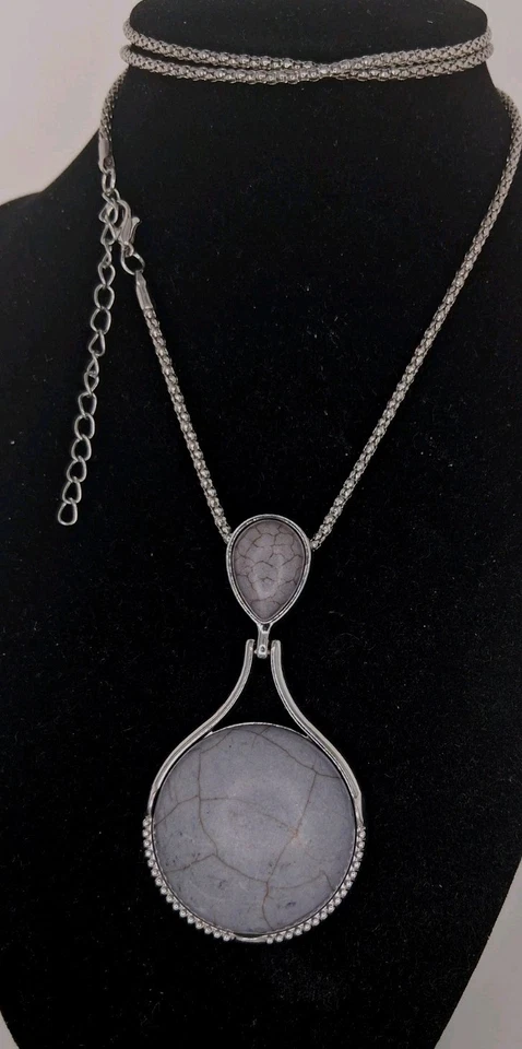 Colar de paparazzi pingente lágrima roxo corrente pipoca tom prata piscinas deserto - Imagem 3 de 3