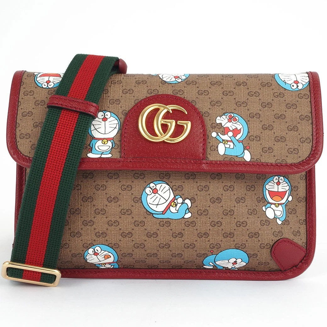 Gucci Doraemon Body Bag Taille Sac Beige x Bordeaux 525040 Femme S PVC x Cuir