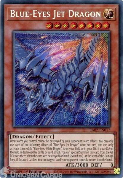 RA02-EN017 Blue-Eyes Jet Dragon : Secret Rare 1st Edition YuGiOh Card