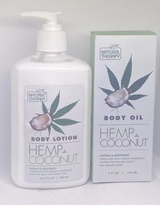 Natural Therapy HEMP  Coconut Body Oil 4 fl. oz. and Body Lotion 16.9 fl. oz.