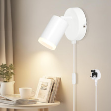 Wall Light with Switch, Plug in Wall Spot Lamps GU10 Adjustable Wall Mounted Li