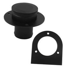 Remote Fuel Tank Filler Neck With Gas Cap and Weld-On Steel Mount Bracket black