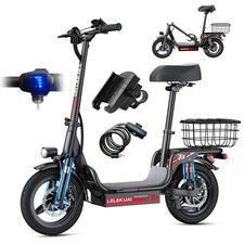 Electric Scooter with Seat for Adults,Commuter Foldable 500W 48V 15Ah Battery Nu