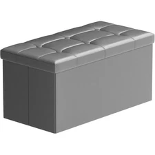 Faux Leather Ottoman Storage Seat Foldable Coffee Table Sturdy Comfortable New