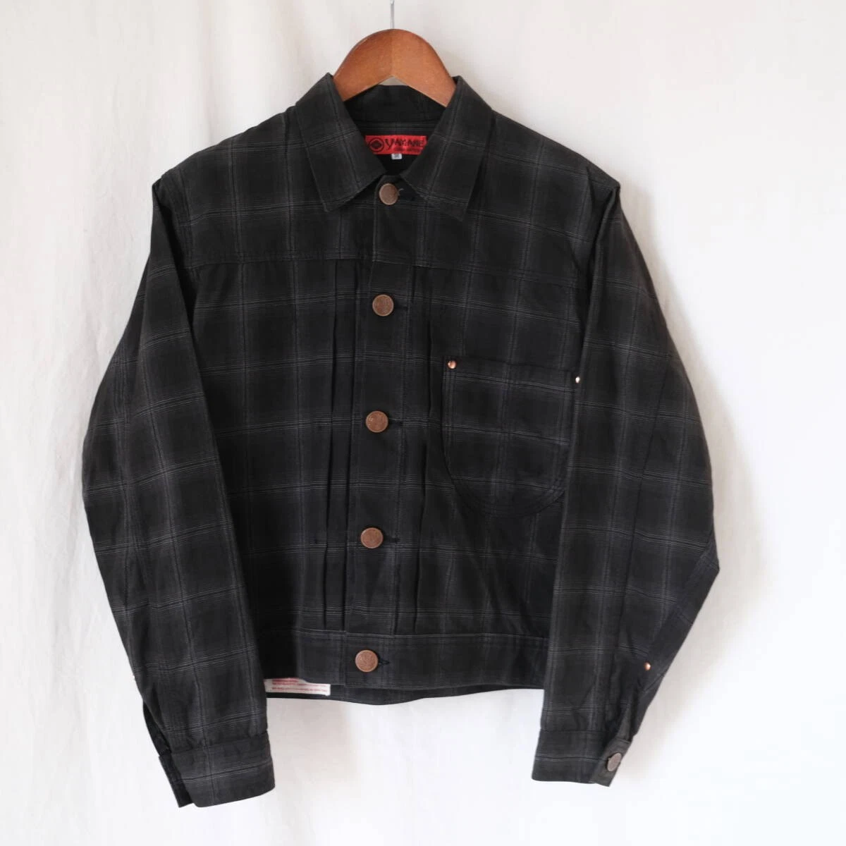 EVISU YAMANE 1ST Type Shadow Check Tracker Jacket Size 38 M Black Made in Japan - product detail image 2