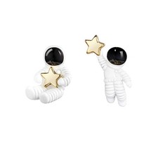 Creative Cartoon Astronaut Stud Earrings for Women Asymmetric Spaceman Star E...