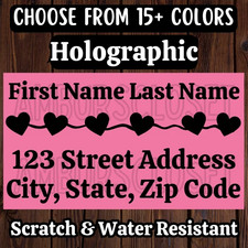 50 RETURN ADDRESS MAILING LABELS 2.25" 1.25 ENVELOPE STICKERS INVITATION HEARTS