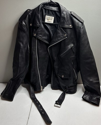 Wilsons Open Road Leather Motorcycle Biker Jacket Men’s XL Black YKK Zippers