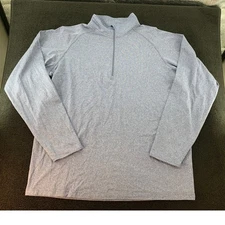 Sport Tek Quarter Zip Pullover Long Sleeve Shirt Heather Light Blue Size L