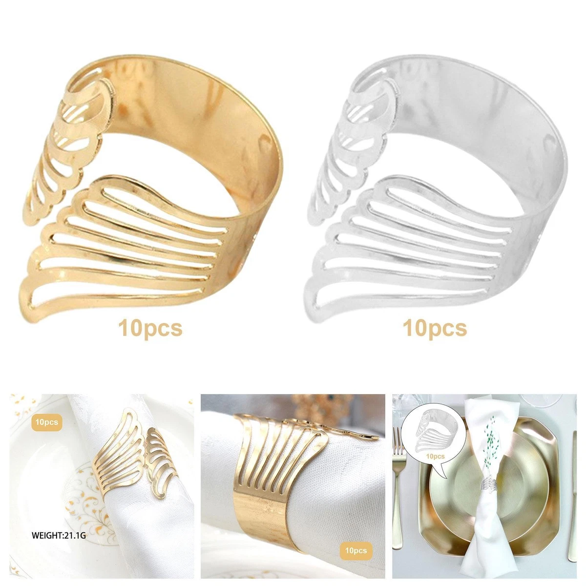 Portatovaglioli Tioncy In Metallo Color Oro Con Diamanti, Confezione Da 100, Per Matrimoni E Feste