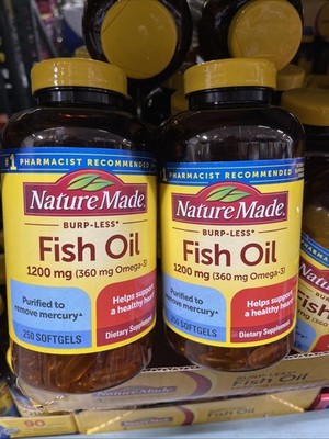 Nature Made 1200mg Omega-3 -360mg Fish Oil 250 Softgels - (2 Pack)