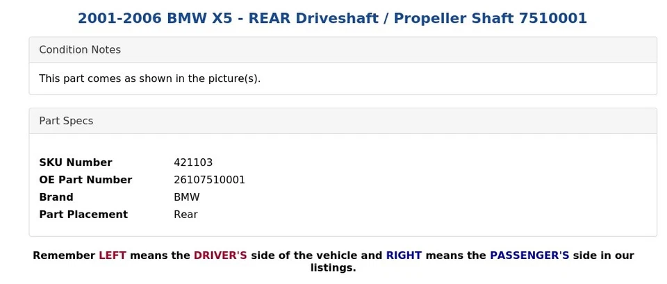 2001-2006 BMW X5 - REAR Driveshaft / Propeller Shaft 7510001 - Image 3 of 4