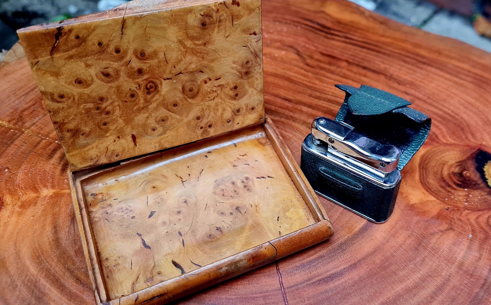 Green Leather Working Order Incl Period Cig Case