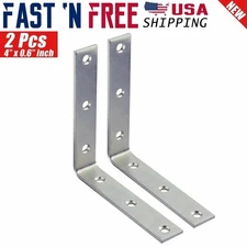 2 Pcs 4" inch Heavy Duty L Shape Corner Brace Angle Repair Bracket w/Screws Bulk