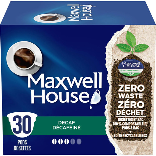 Maxwell House Decaf Coffee 100% Compostable Pods, 30 Keurig Pods, - Imagen 2 de 5