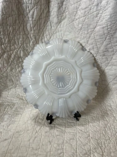 Vintage Anchor Hocking Milk Glass Deviled Egg Plate With Gold Trim