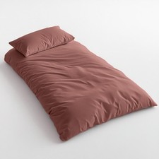 Duvet Cover & Pillowcase Set Terracotta Washed Cotton Single