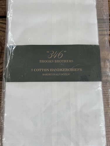 NEW Brooks Brothers “346” Bakers Half Dozen 7 100% Cotton White Handkerchiefs - Picture 3 of 6