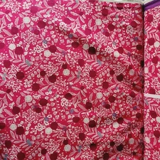 'Plum' Echino Linen-Cotton Duck Cloth w/ Flowers, Branches - Japan