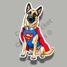 Belgian Malinois Superhero Funny Dog Breed Cute Hero 4" Vinyl Sticker