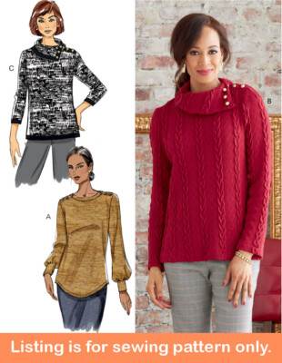 SEWING PATTERN Sew Women Clothes Clothing Cowl Top Shirt Sweater Plus Size 6857