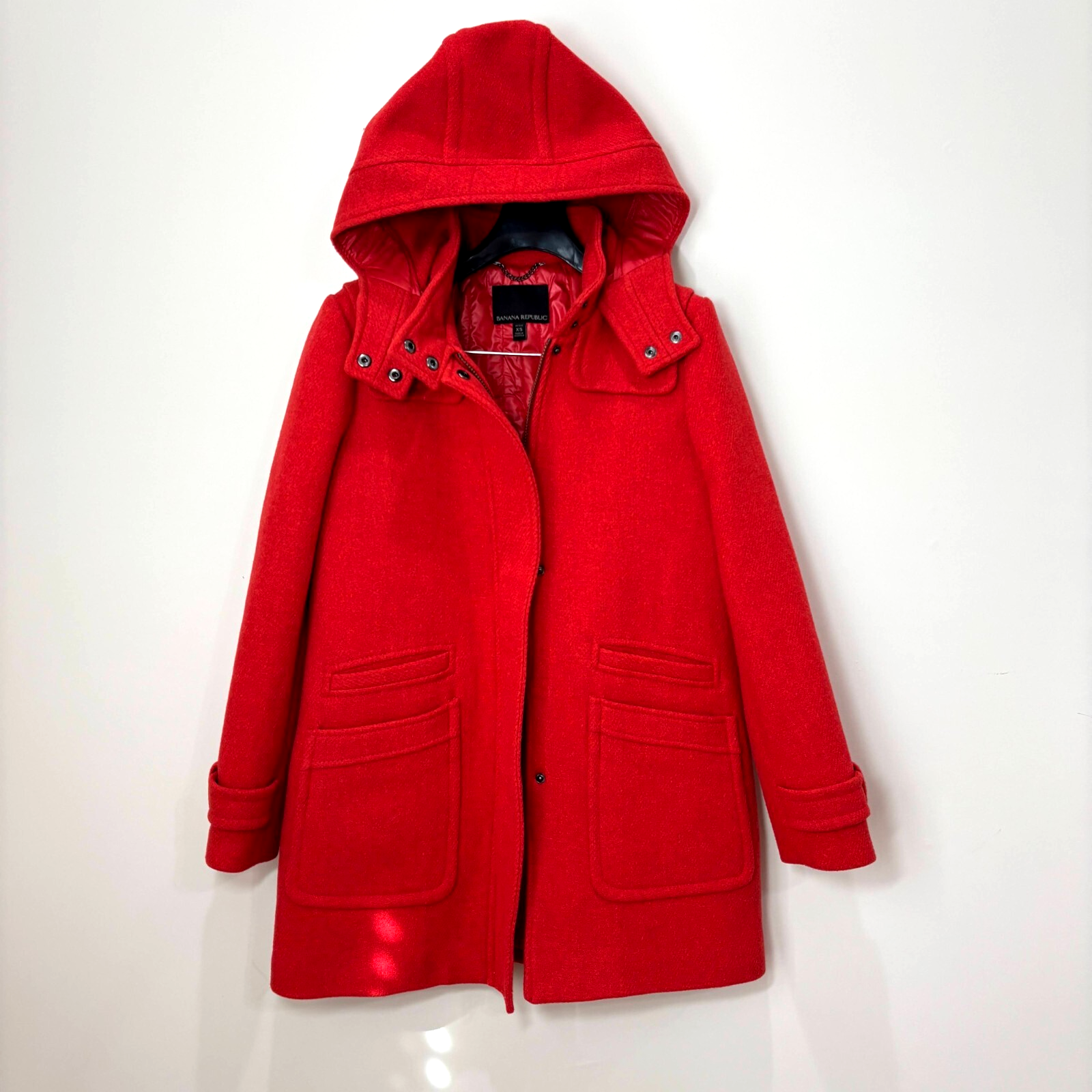 ALTRA Cappotto Banana Republic rosso misto lana donna XS foderato con cappuccio audace classico