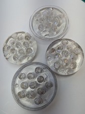 Lot of 4 Flower Frog Large 11 Hole Round Clear Glass Footed Floral 3  4 Inch