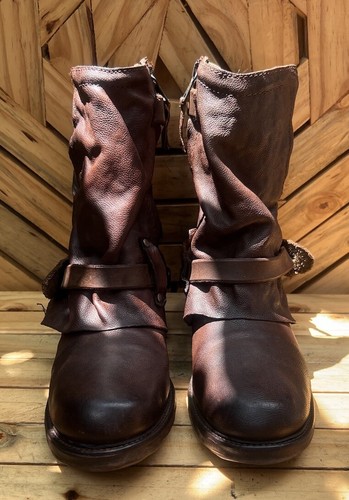 Botas AS 98 Airstep Italianas Cremallera Boho Motociclista Marrón Envejecidas Talla EU 39/US 8.5-9 - Imagen 12 de 15