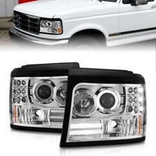 Anzo Projector Headlights Chrome Halo Side Marker Parking Lights Fits 92-98 Ford