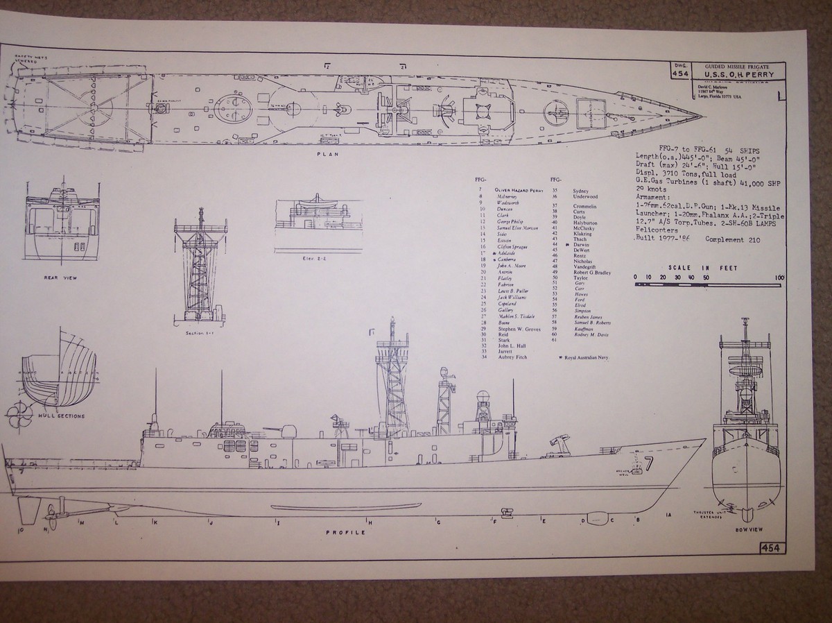USS O H PERRY FFG7 ship plans | eBay