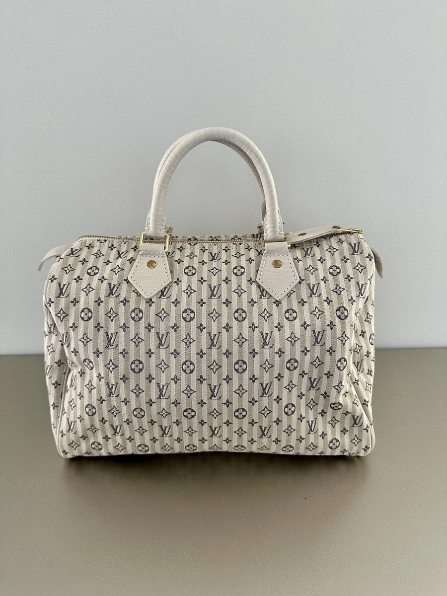 Louis Vuitton White Canvas Monogram Mini Lin Speedy 30 Handbag