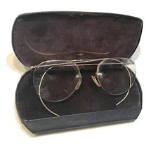 Vintage Antique 1930  Gold 12K GF Spectacles Eye Glasses Lens W/Haumann PA Case