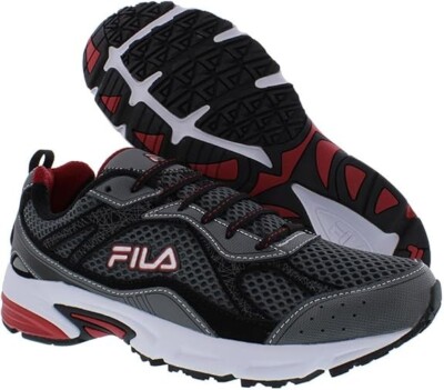 Size 12 Men's Fila Windshift Running Shoes Castlerock/Black/Red/Gray New in Box