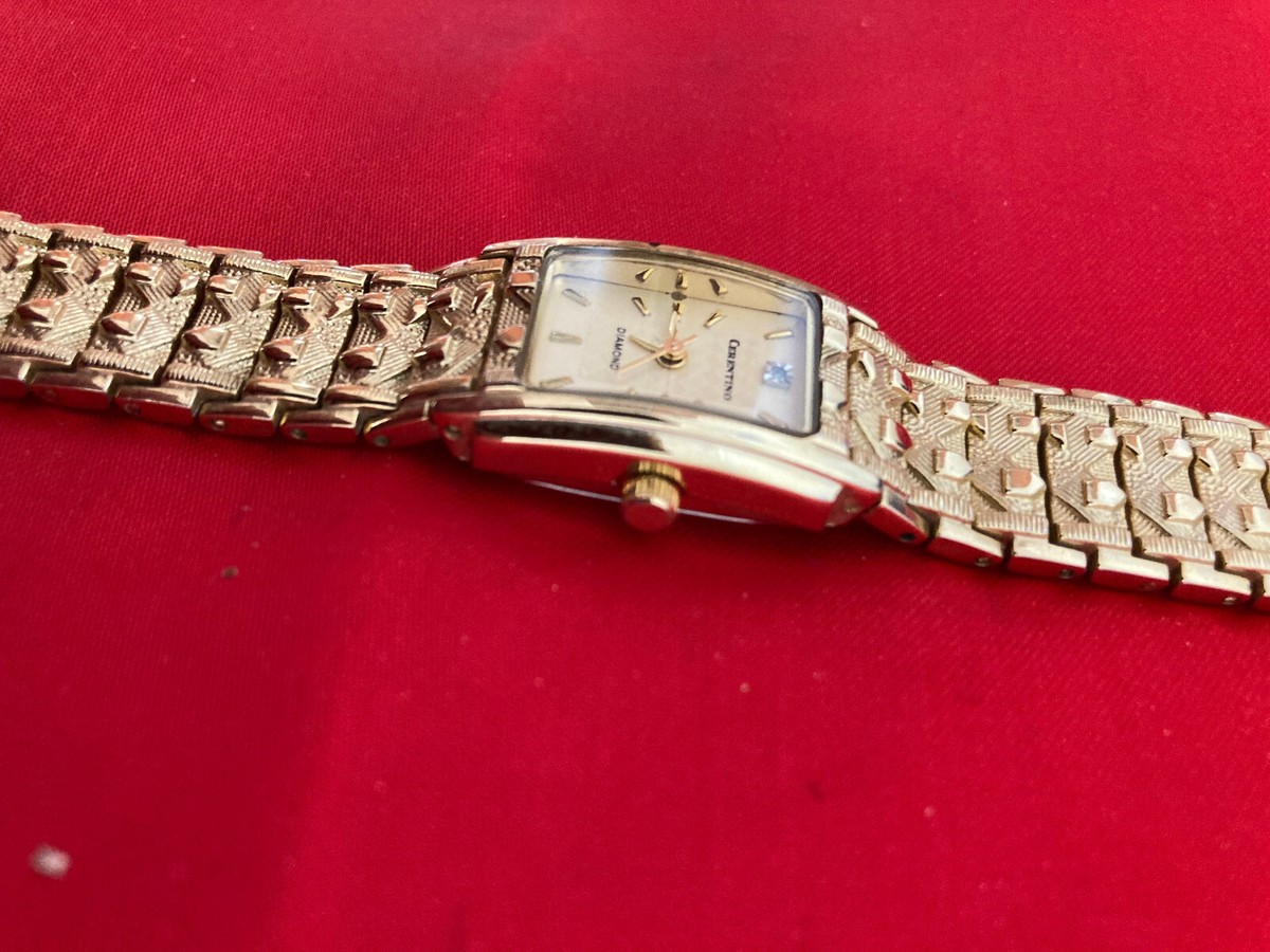 CERENTINO DIAMOND VINTAGE LADIES WATCH ,GOLD PLATED QUARTZ 