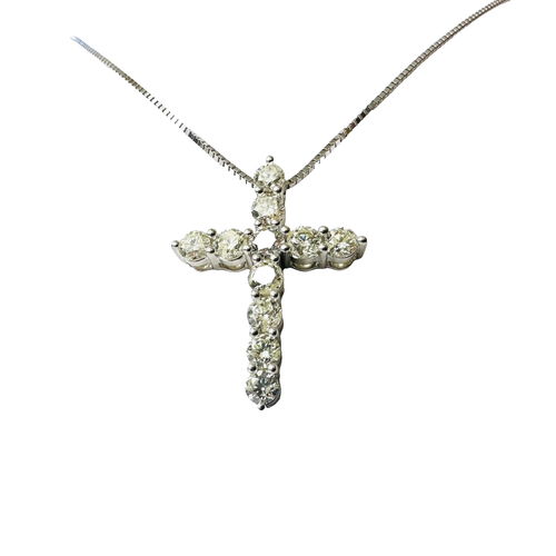 14k Yellow Gold 2.88 Carat H - I, SI Diamond Cross Pendant 16" Necklace by UD - Picture 7 of 16