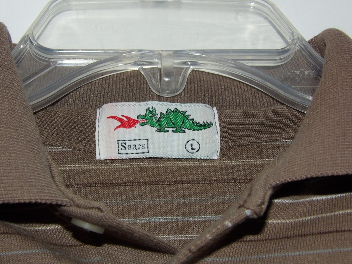 Vintage Sears Braggin' Dragon Polo Shirt Sz L Youth Brown w